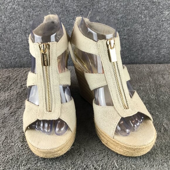 Michael Kors Damita Beige Wedge Sandals Sz 8 - Picture 4 of 14